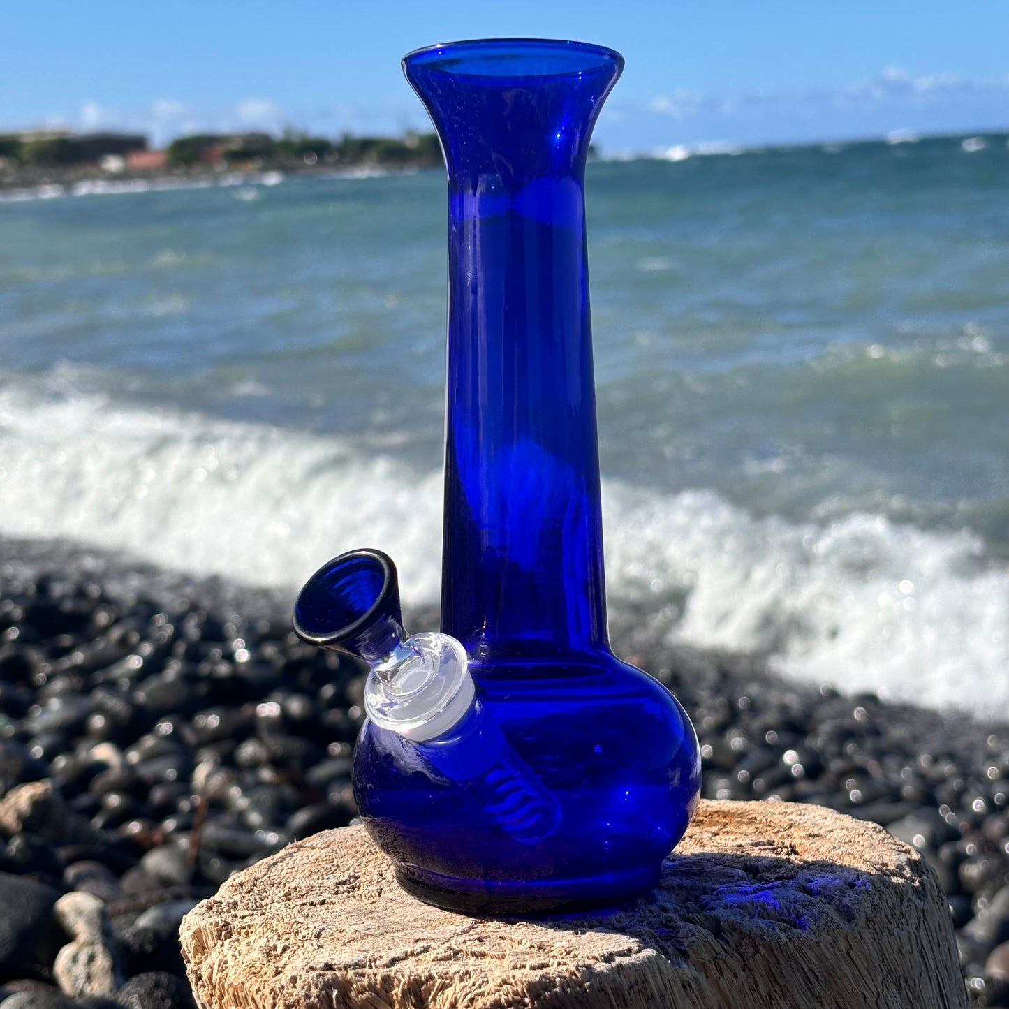 “Cobalt Captivator” Upcycled Vintage Handblown Glass Vase Bong