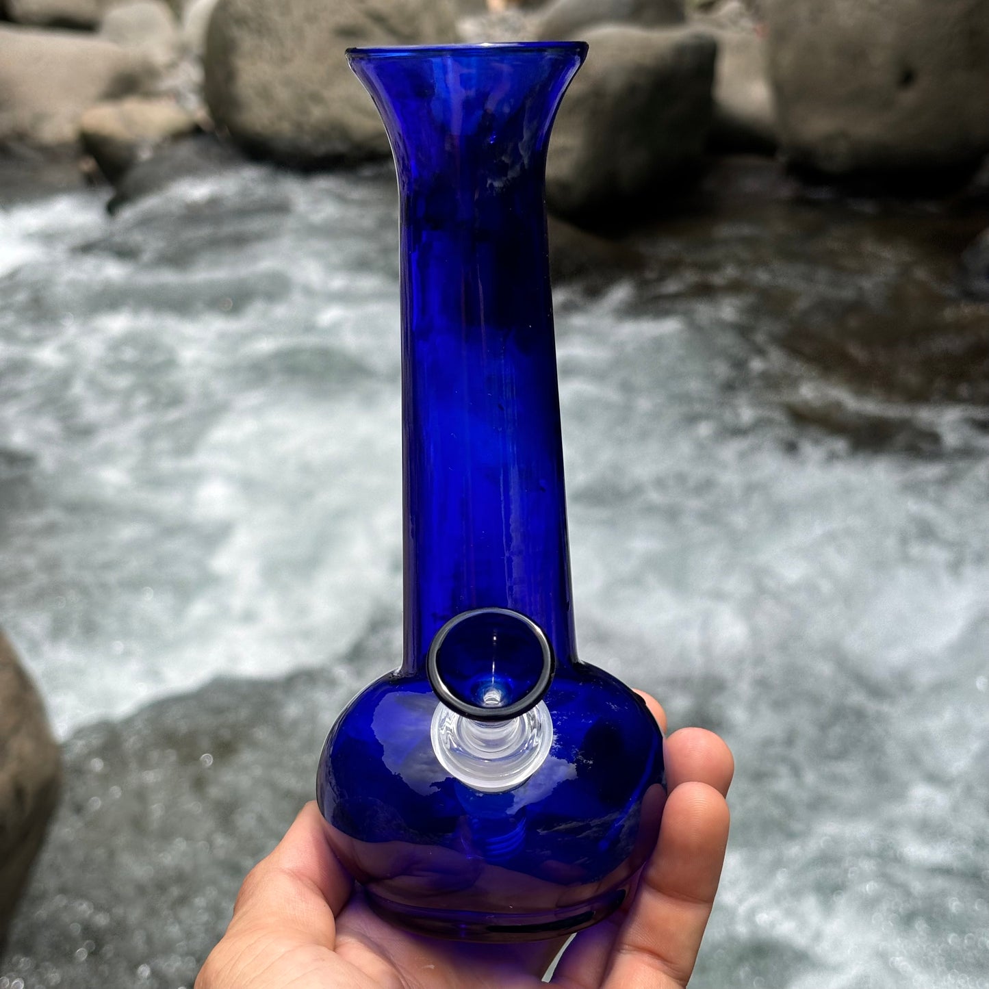 “Cobalt Captivator” Upcycled Vintage Handblown Glass Vase Bong