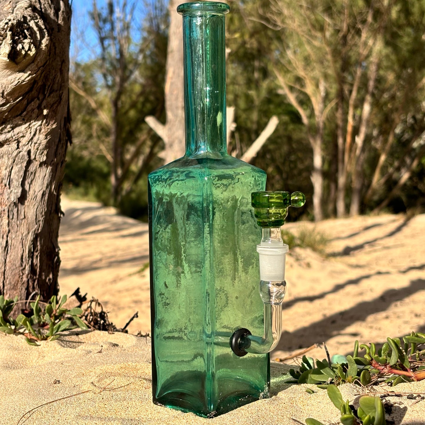 “Verdant Volcano” Upcycled Glass Bottle Bong