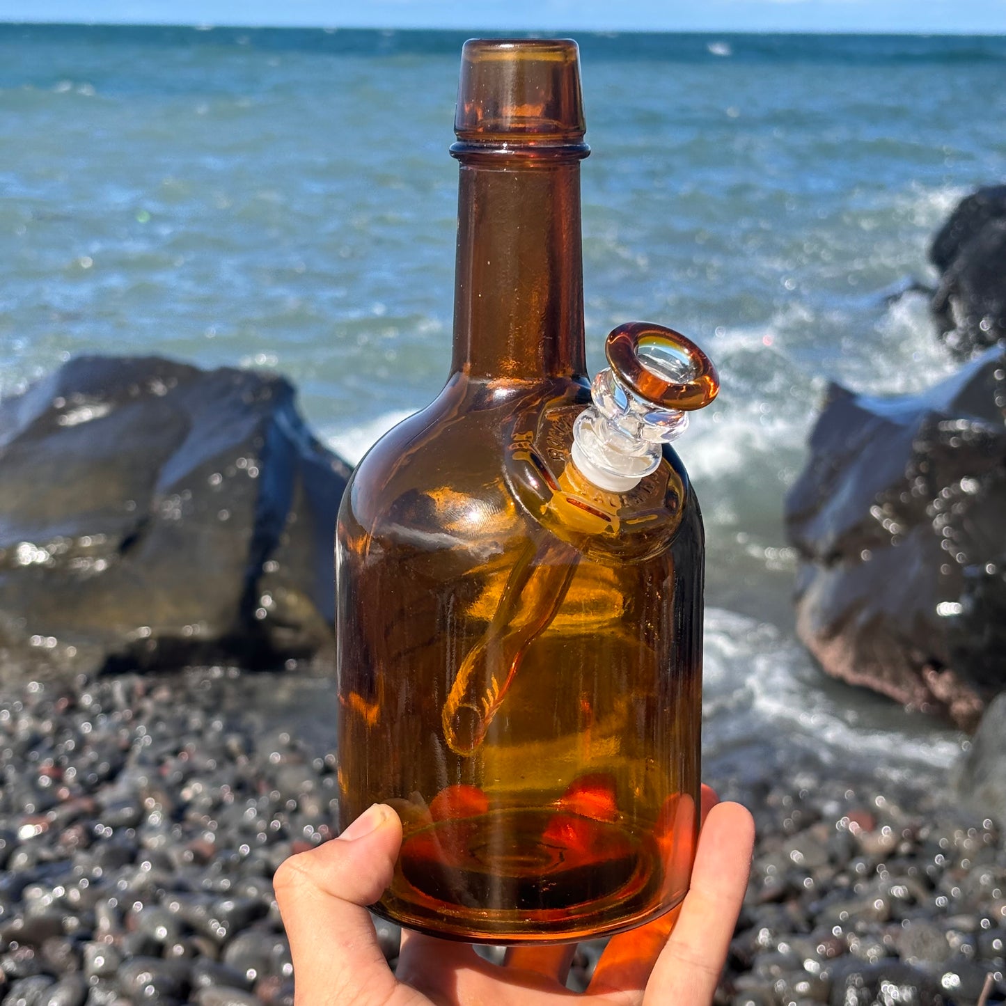“Bartenders Bong” Vintage Upcycled Glass Bottle Bong