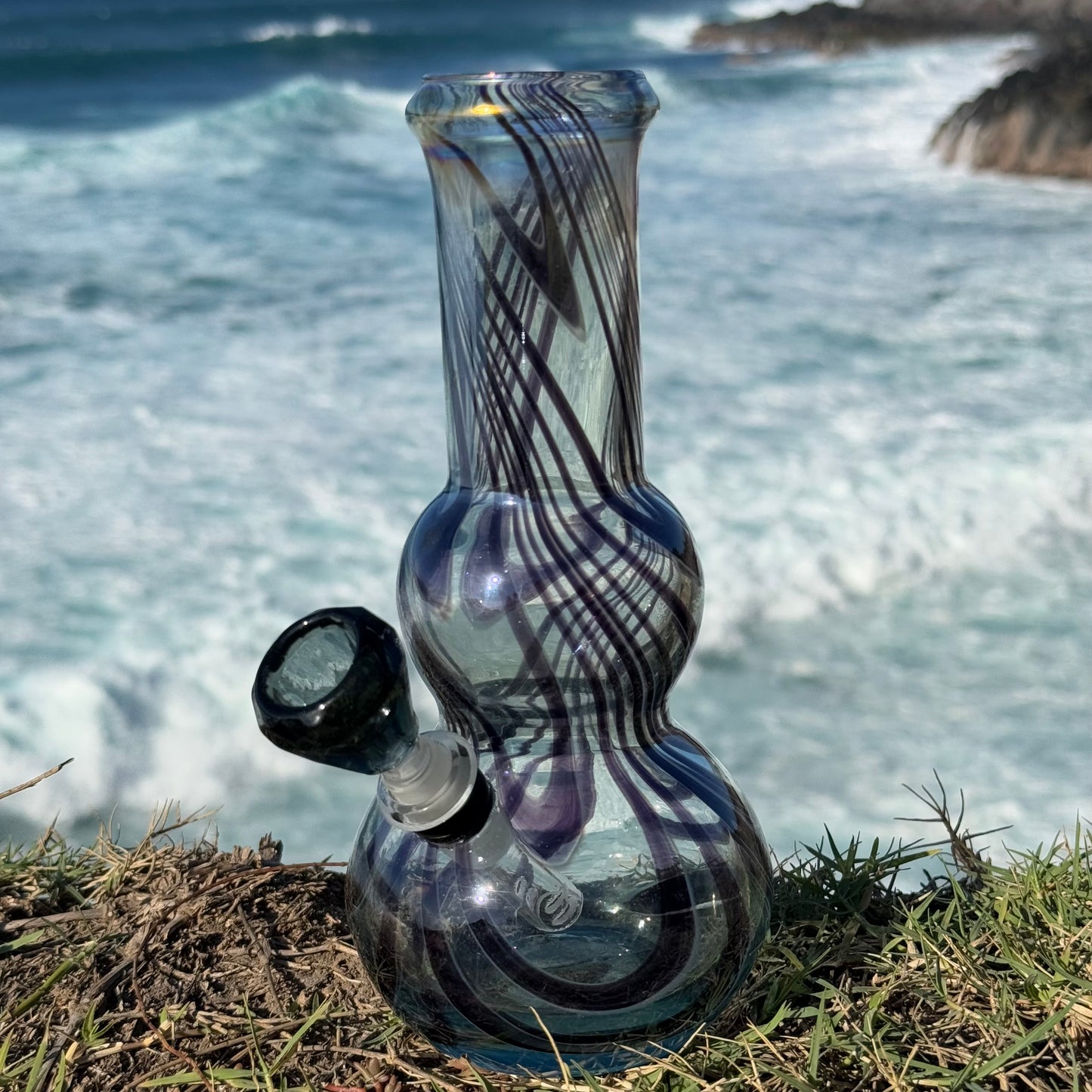 “Smoky Chalice” Vintage Upcycled Glass Vase Bong