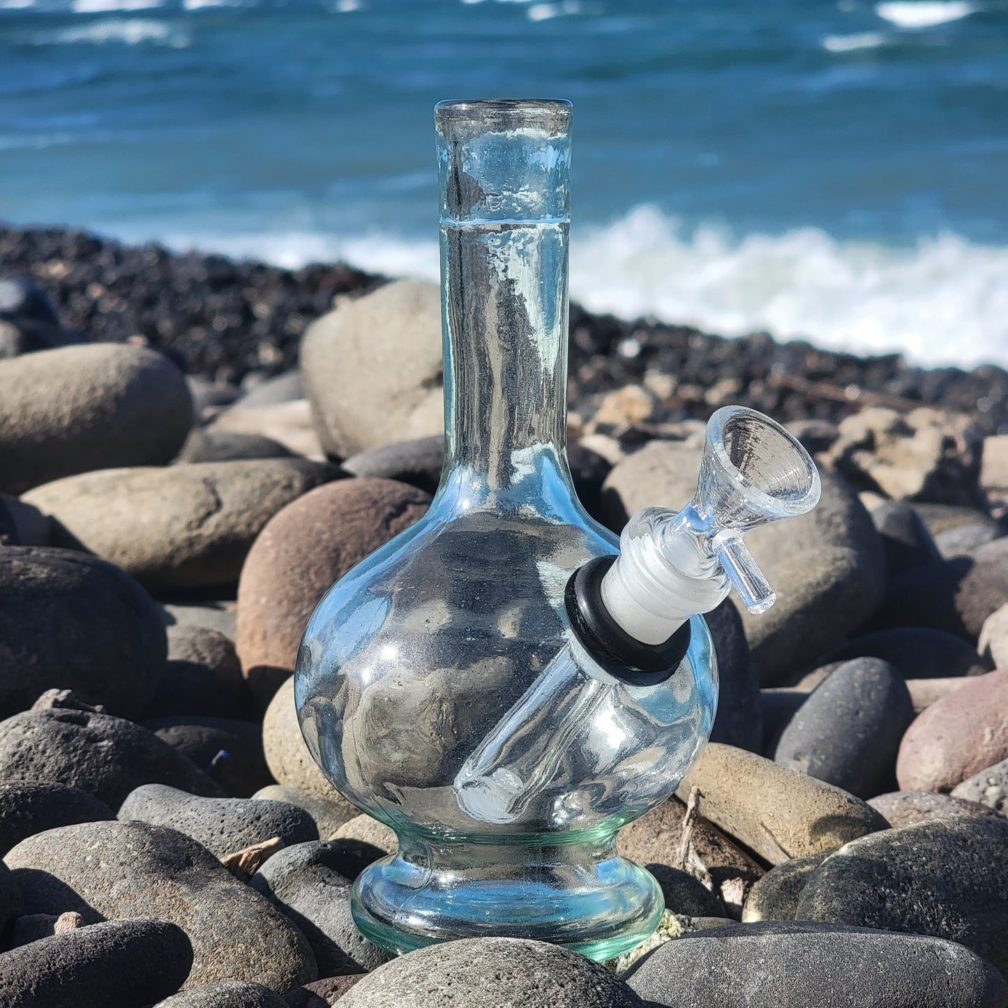 Upcycled Glass Oil Bottle Bong