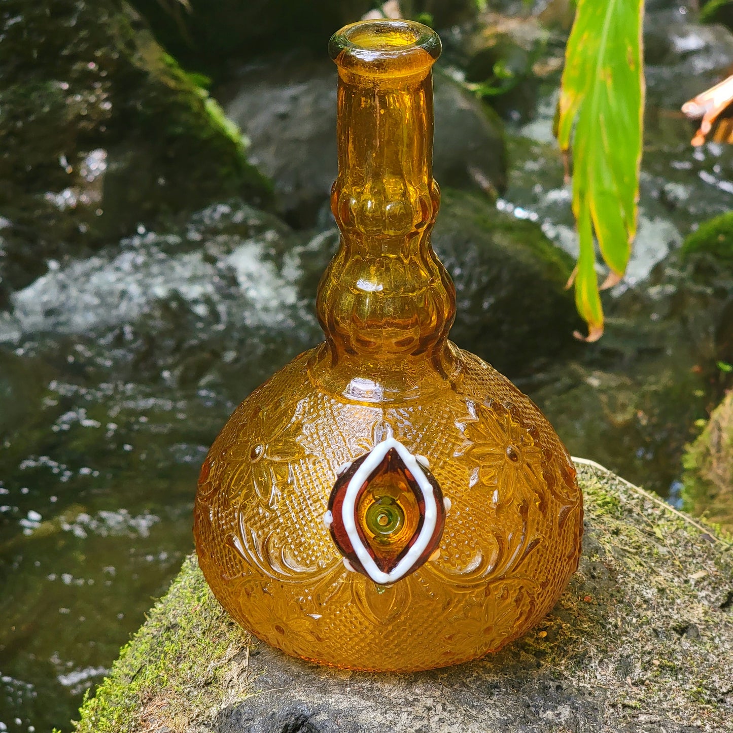 "Embossed Amber" Vintage Embossed Decanter