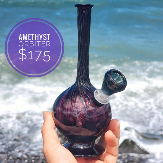 "Ameythst Orbiter" Handblown Vintage Purple Glass Bong