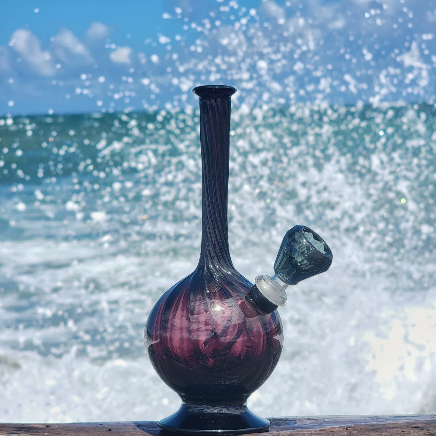 "Ameythst Orbiter" Handblown Vintage Purple Glass Bong