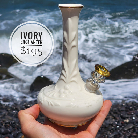 "Ivory Enchanter" Vintage China Vase Bong