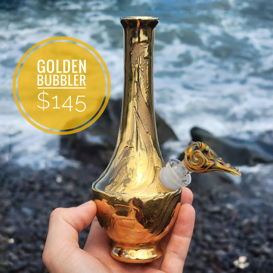 "Golden Bubbler" Vintage Gilded Ceramic Bong
