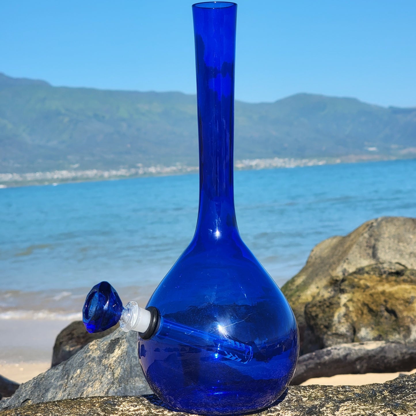 "B.B.B" Upcycled Handblown Glass Cobalt Vase Bong