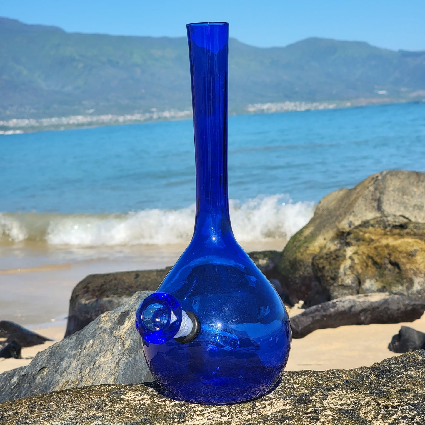 "B.B.B" Upcycled Handblown Glass Cobalt Vase Bong