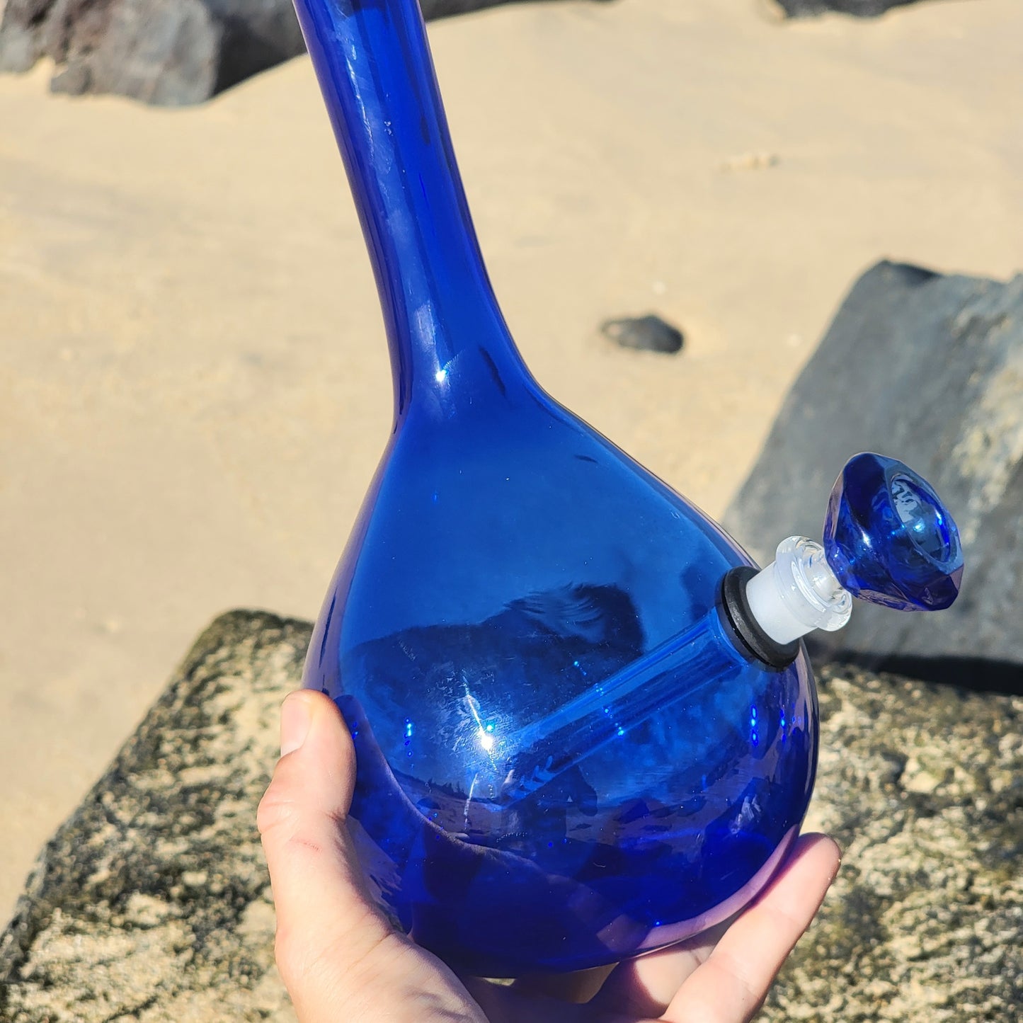 "B.B.B" Upcycled Handblown Glass Cobalt Vase Bong