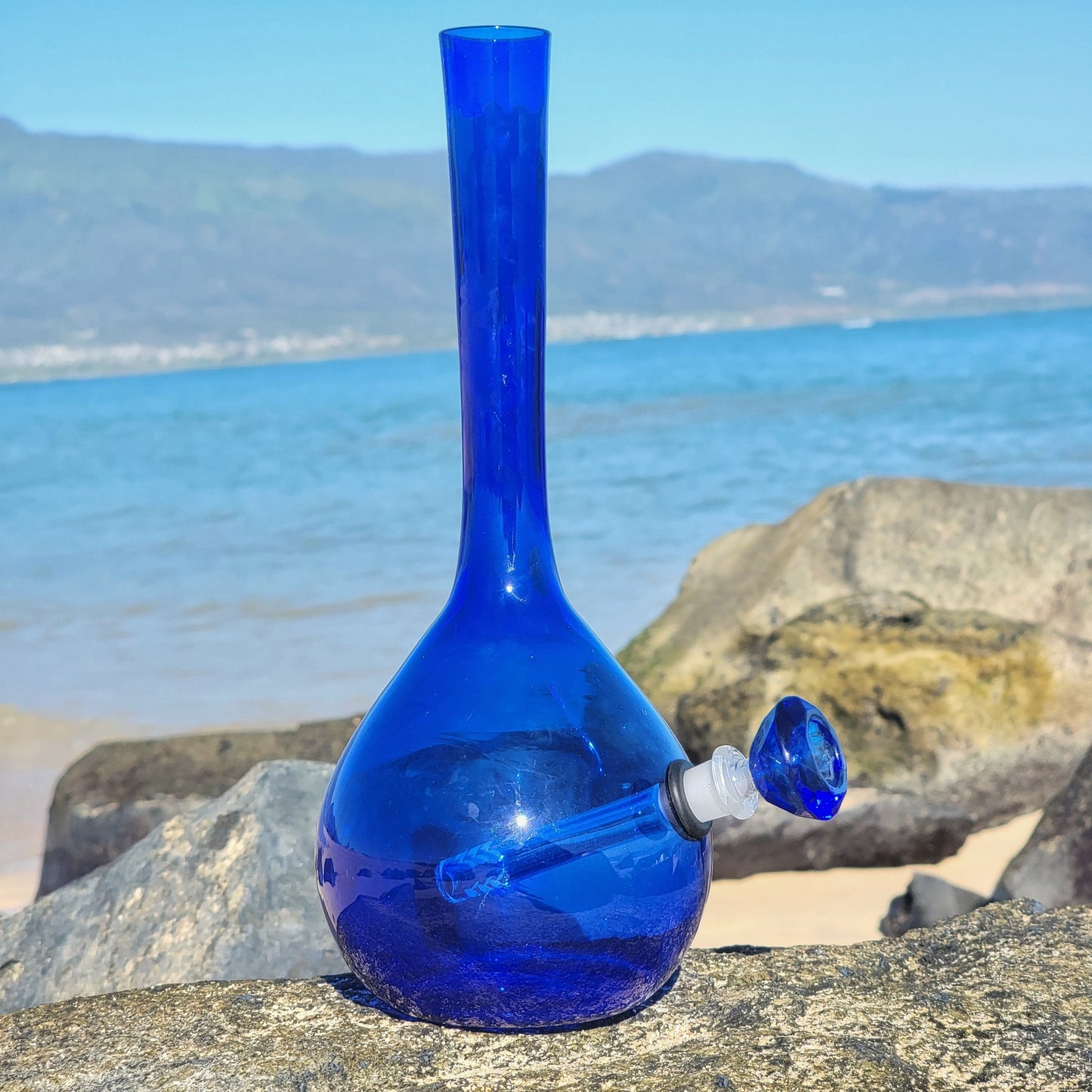 "B.B.B" Upcycled Handblown Glass Cobalt Vase Bong