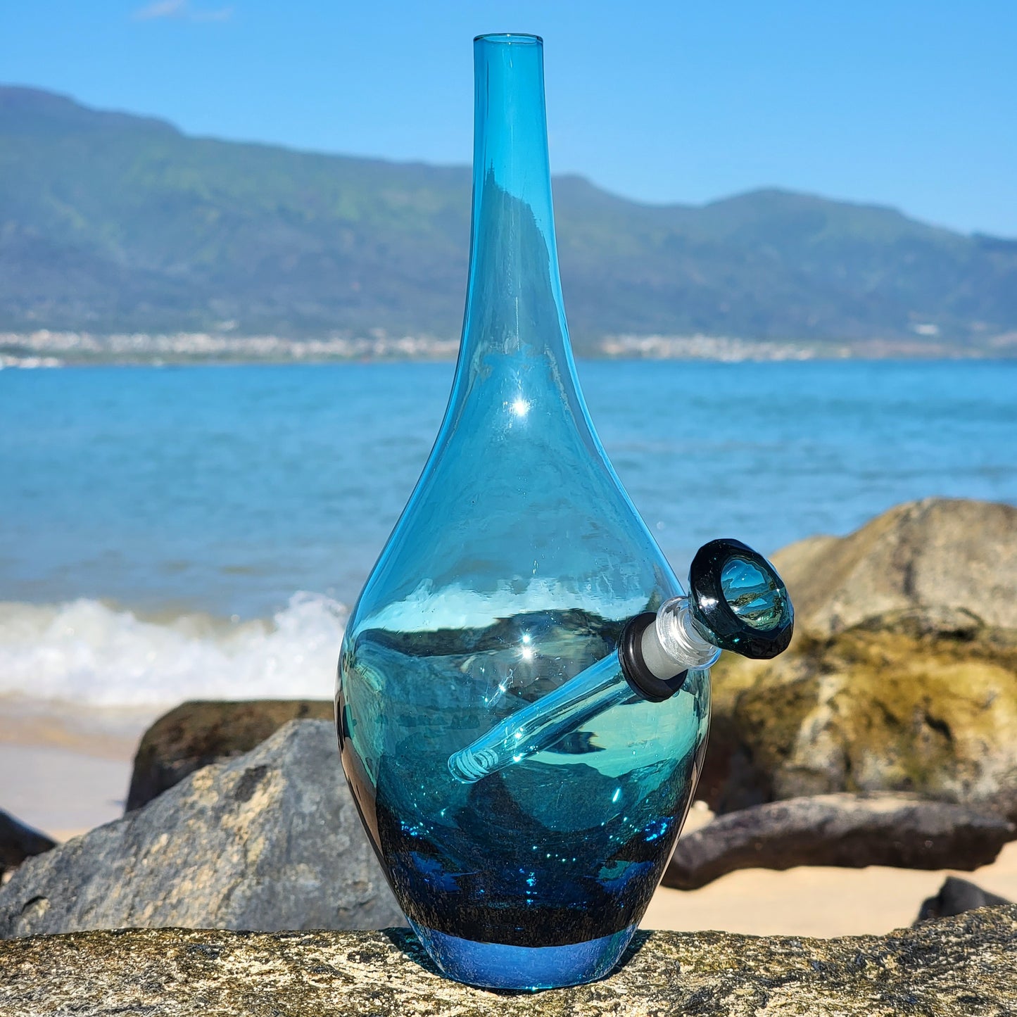 "Aquadrop" Vintage Handblown Upcycled Thick Glass Bong