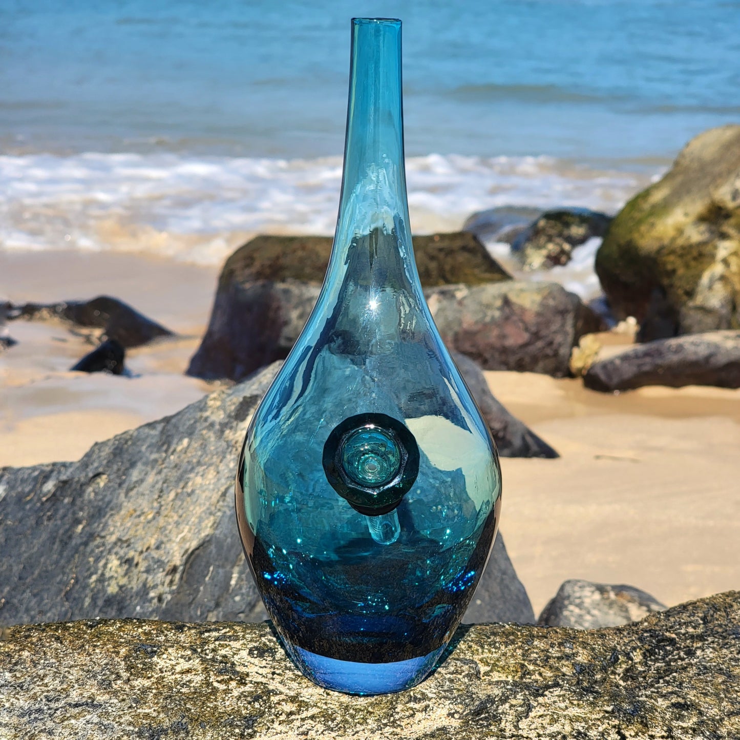 "Aquadrop" Vintage Handblown Upcycled Thick Glass Bong