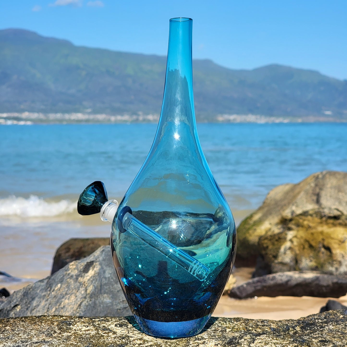 "Aquadrop" Vintage Handblown Upcycled Thick Glass Bong