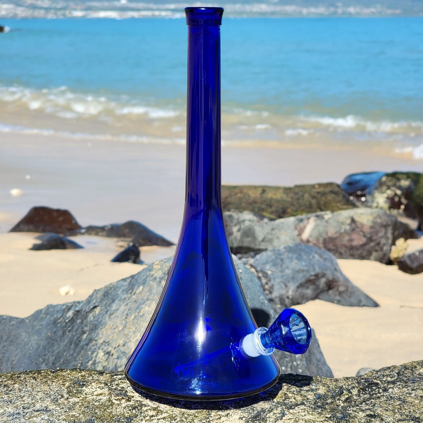 "Sapphire Seduction" Vintage Upcycled Thick Glass UFO Base Bong