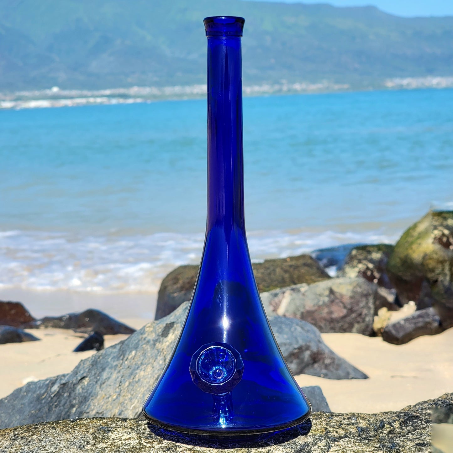 "Sapphire Seduction" Vintage Upcycled Thick Glass UFO Base Bong