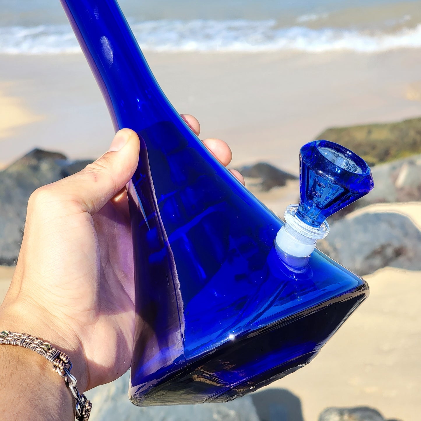 "Sapphire Seduction" Vintage Upcycled Thick Glass UFO Base Bong