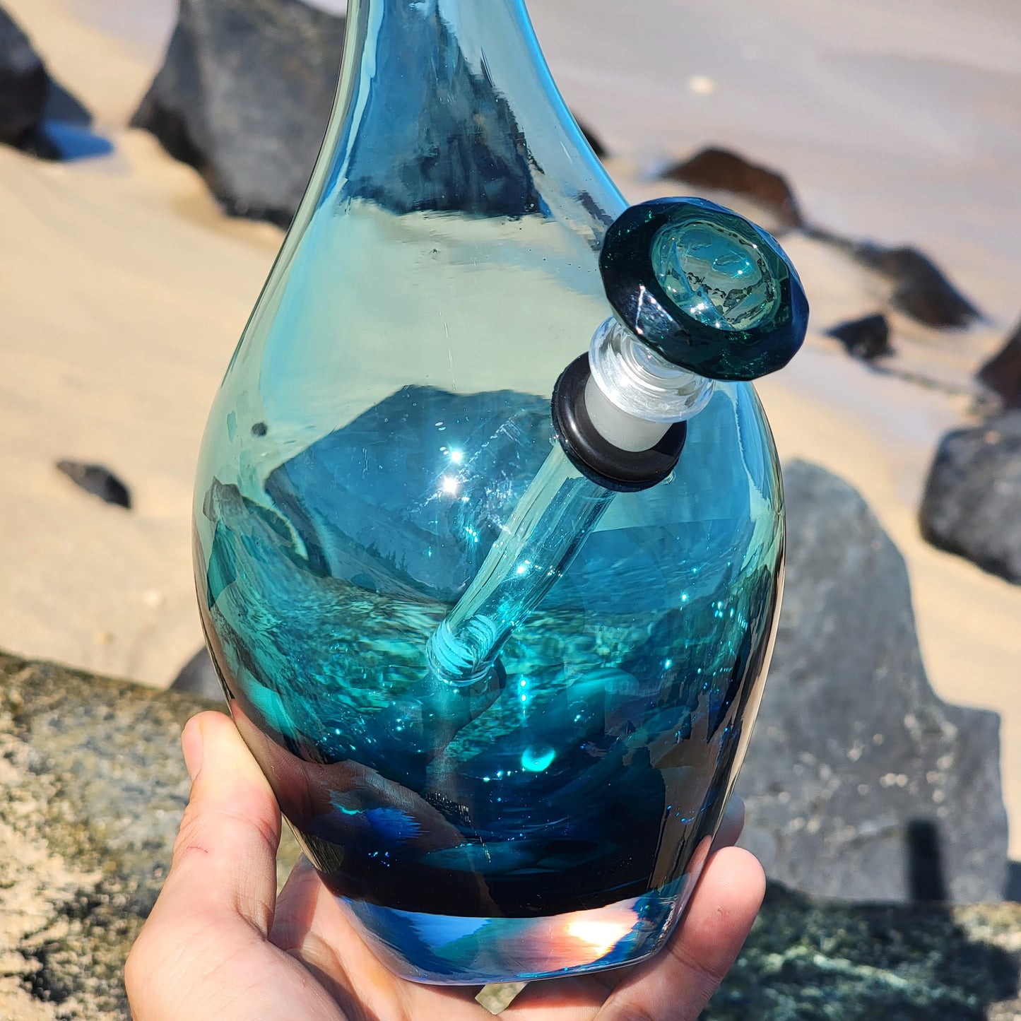 "Aquadrop" Vintage Handblown Upcycled Thick Glass Bong