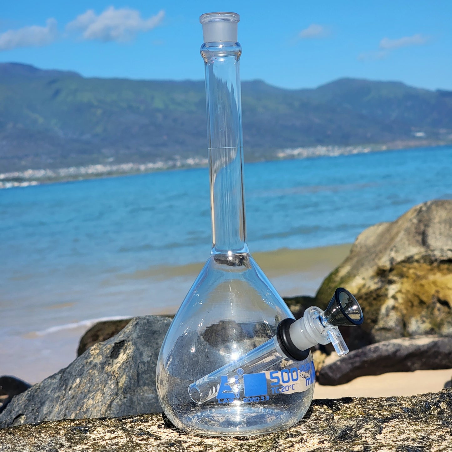 "Flask Bong" 500ml Upcycled Borosilicate Glass Flask Bong