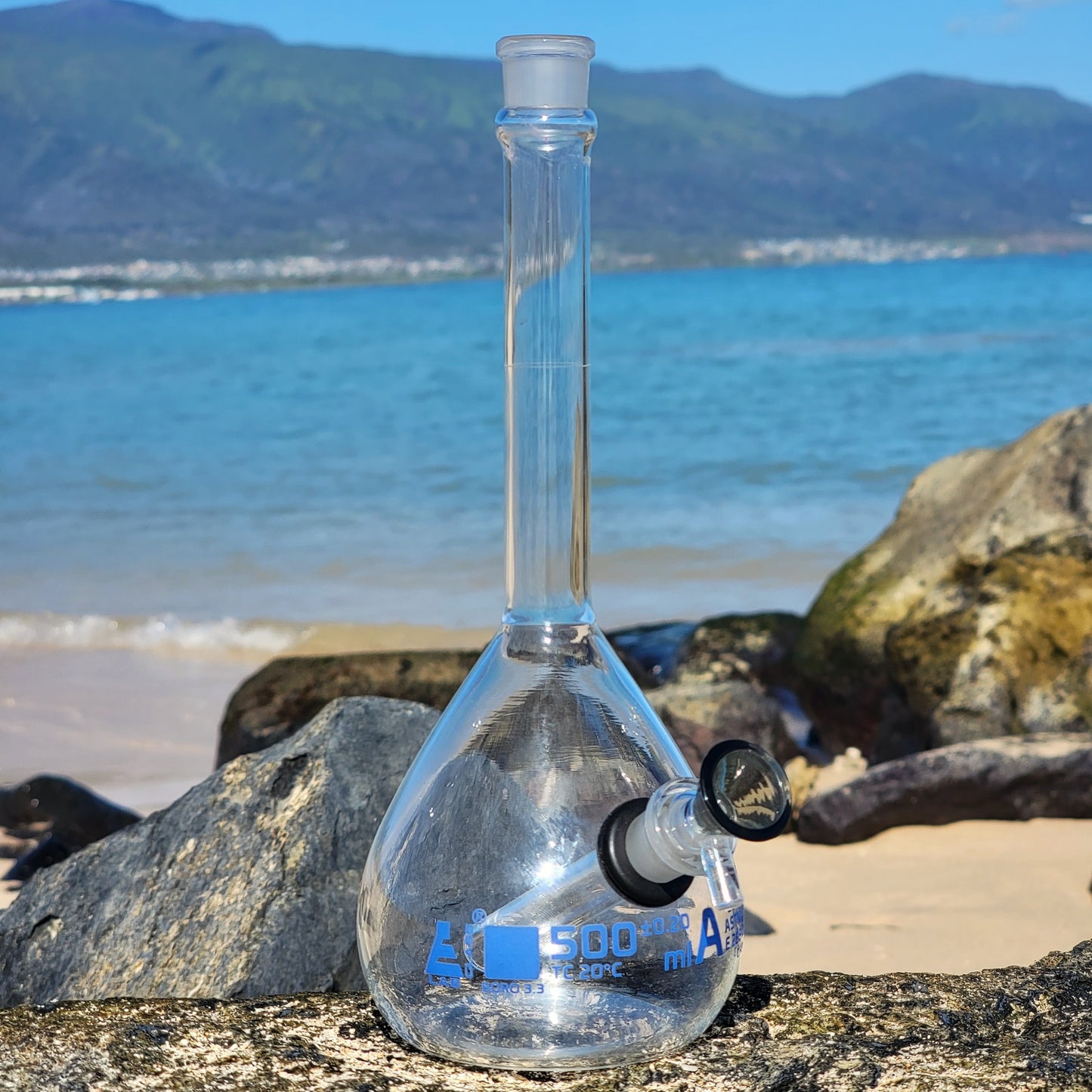 "Flask Bong" 500ml Upcycled Borosilicate Glass Flask Bong