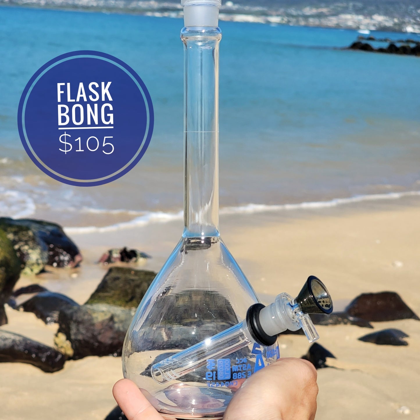 "Flask Bong" 500ml Upcycled Borosilicate Glass Flask Bong
