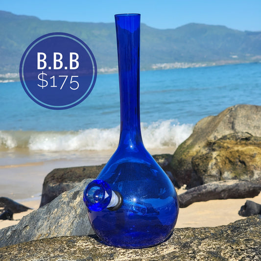 "B.B.B" Upcycled Handblown Glass Cobalt Vase Bong