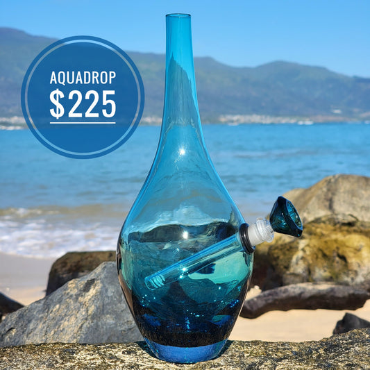 "Aquadrop" Vintage Handblown Upcycled Thick Glass Bong