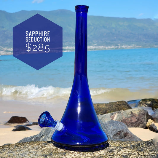"Sapphire Seduction" Vintage Upcycled Thick Glass UFO Base Bong