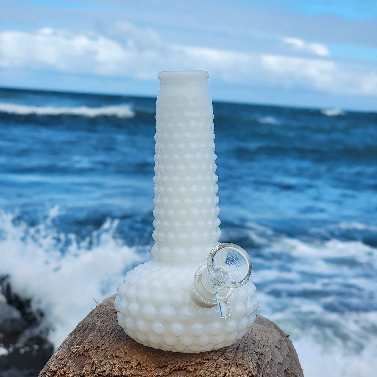 "Bumpy Bubbler" Vintage Hobnail Milk Glass Bong