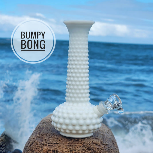 "Bumpy Bong" Vintage Hobnail Milk Glass Bong