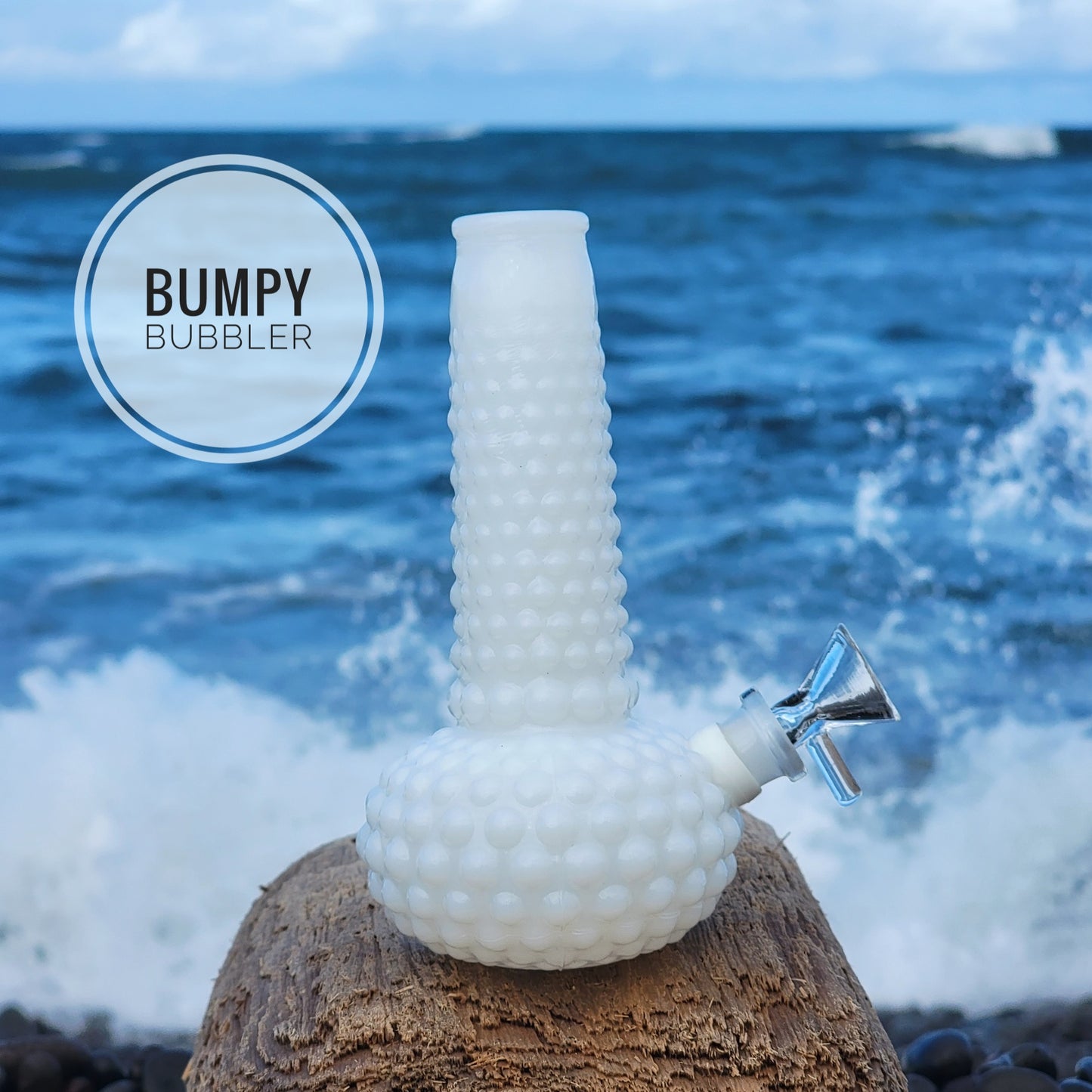 "Bumpy Bubbler" Vintage Hobnail Milk Glass Bong