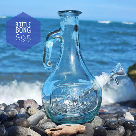 "Bottle Bong" Upcycled Glass Oil Bottle Bong