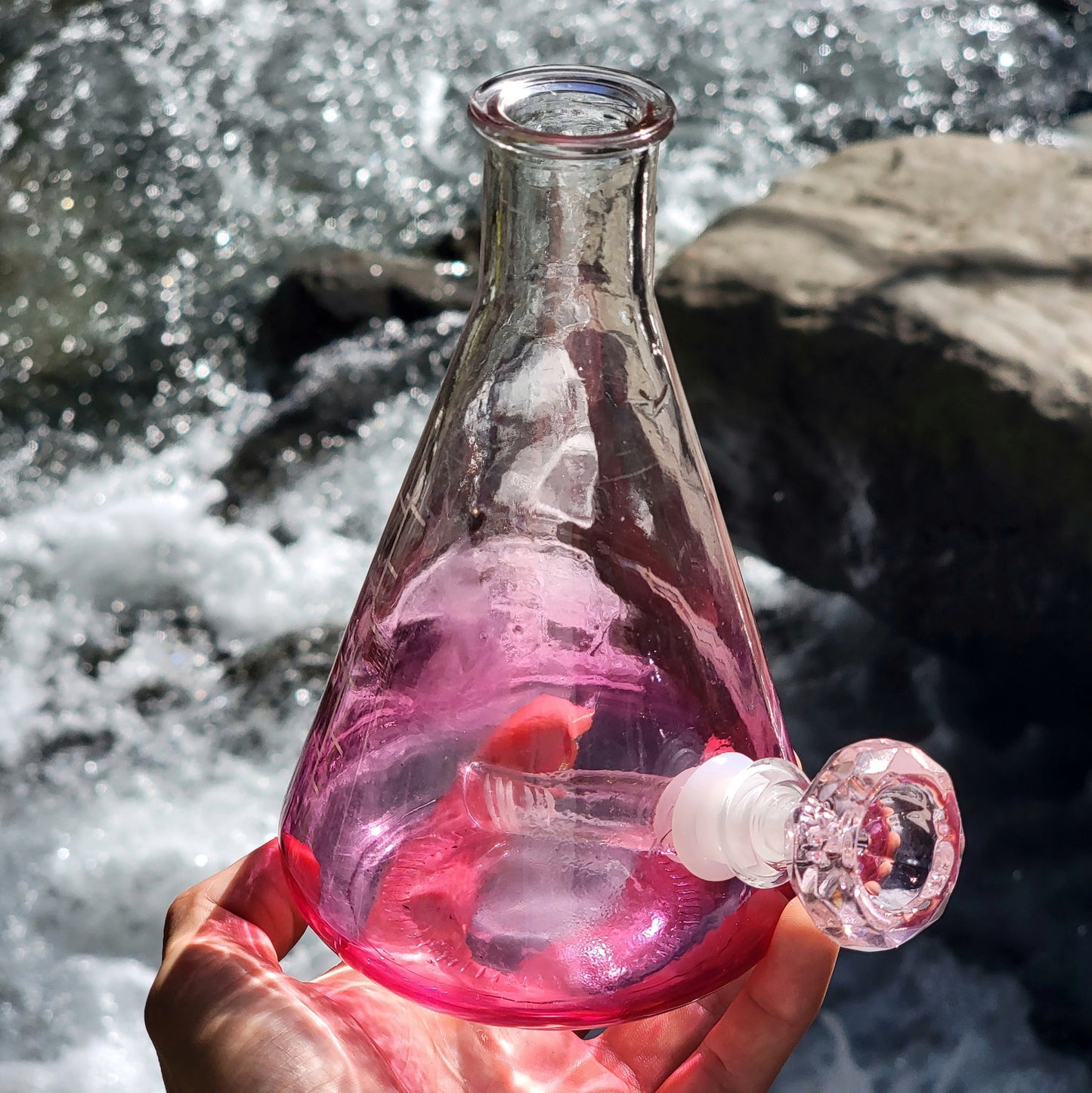 "Pink Perplexity" Upcycled Glass Flask Bong