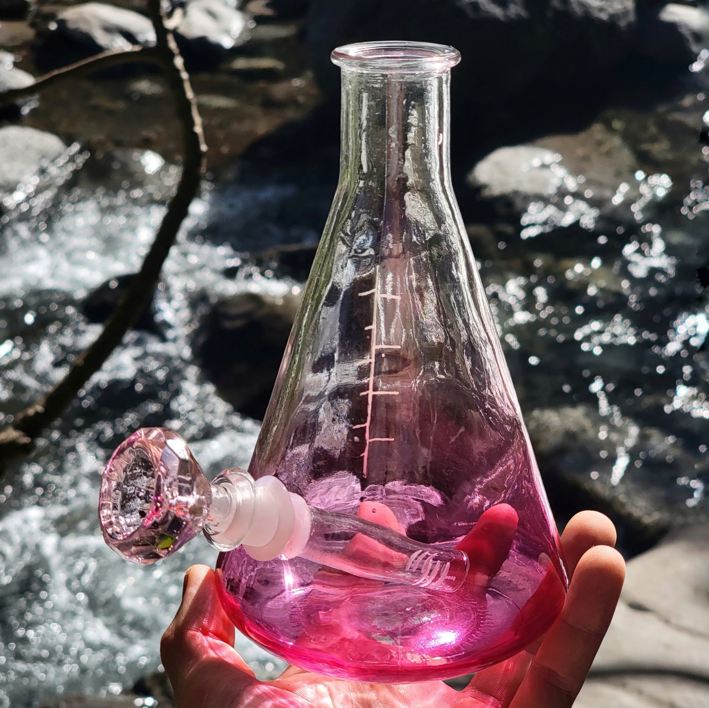 "Pink Perplexity" Upcycled Glass Flask Bong