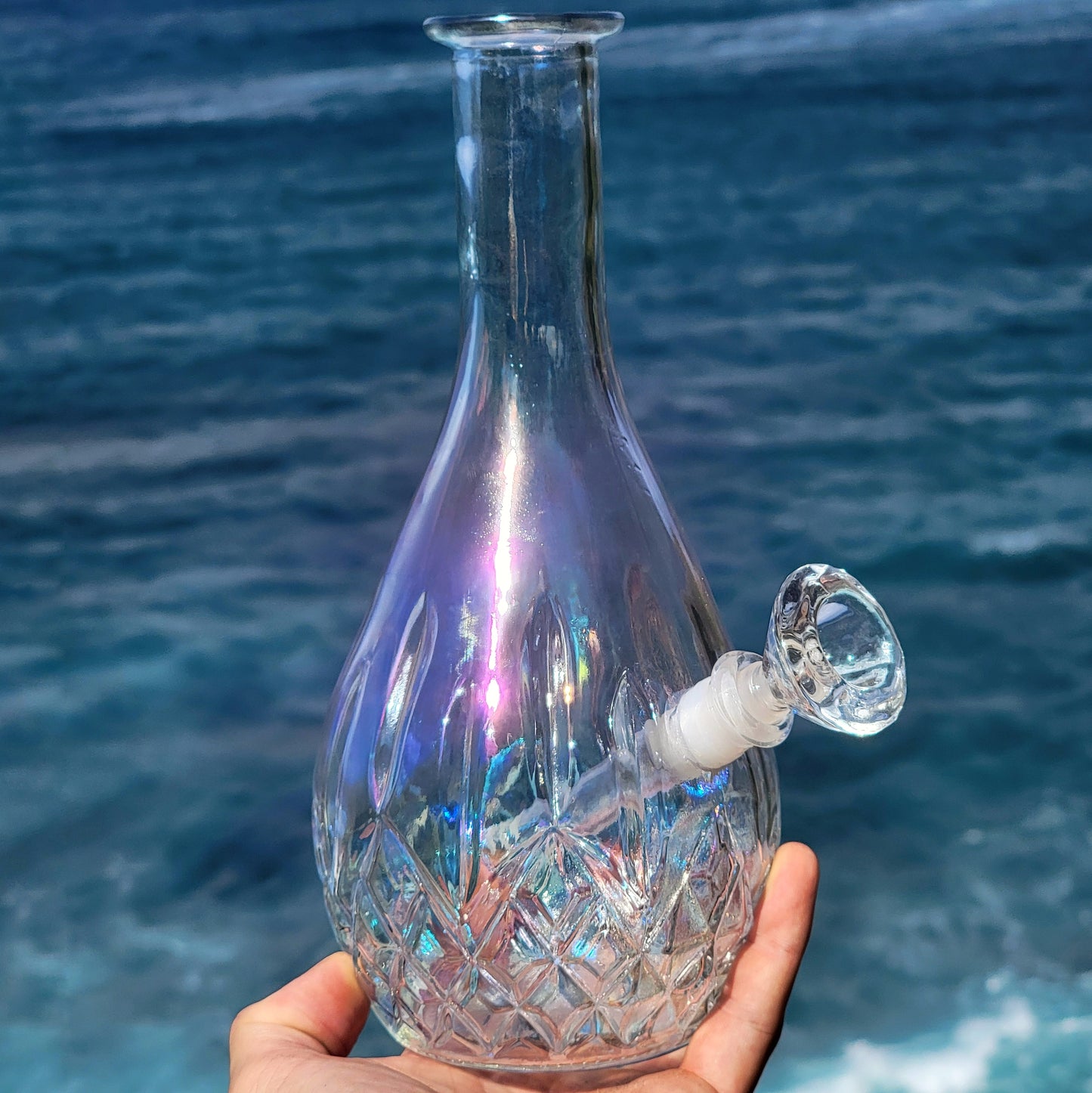 Clear Decanter Bong “Crystalline Iridescence”