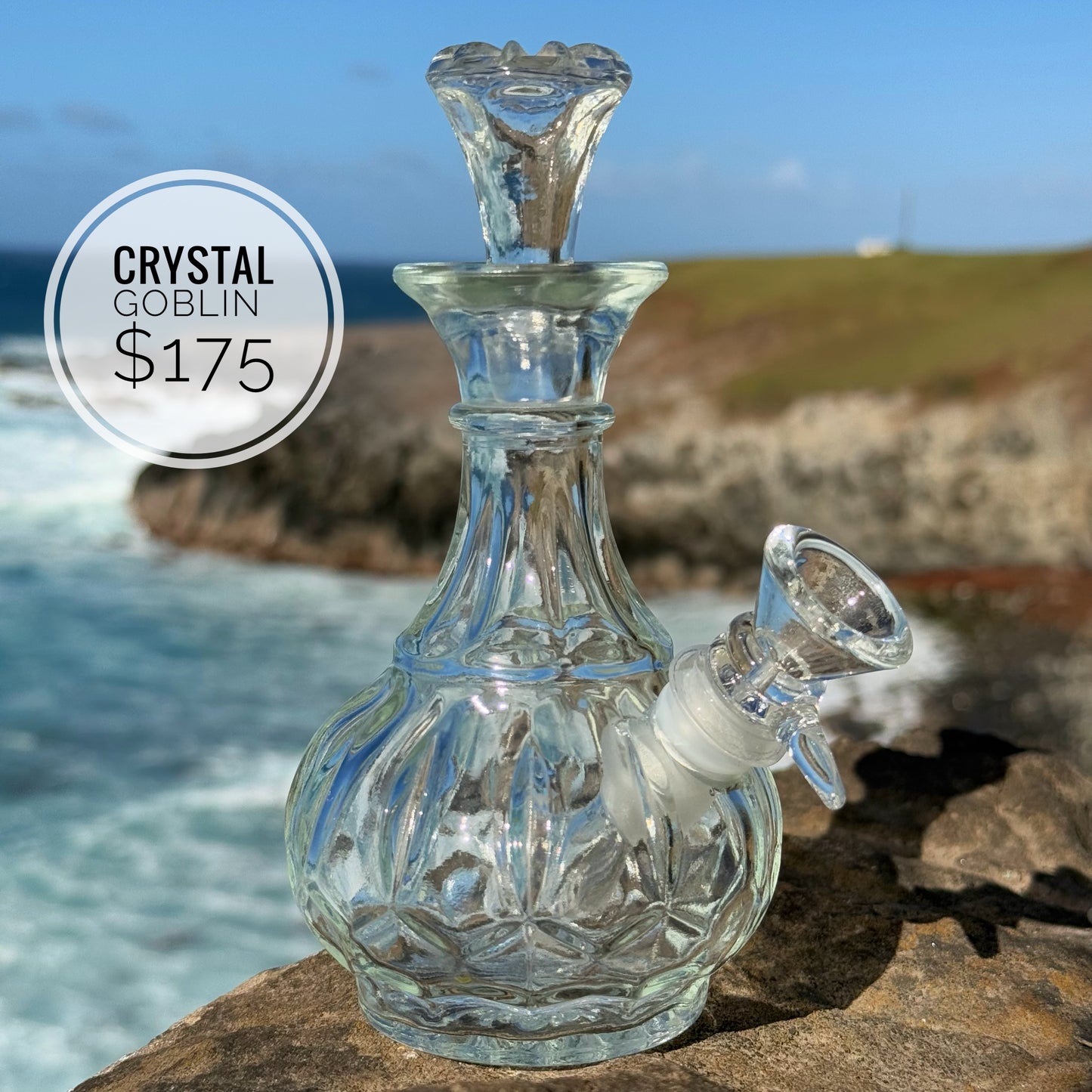 “Crystal Goblin" Upcycled Vintage Glass Vase Bong