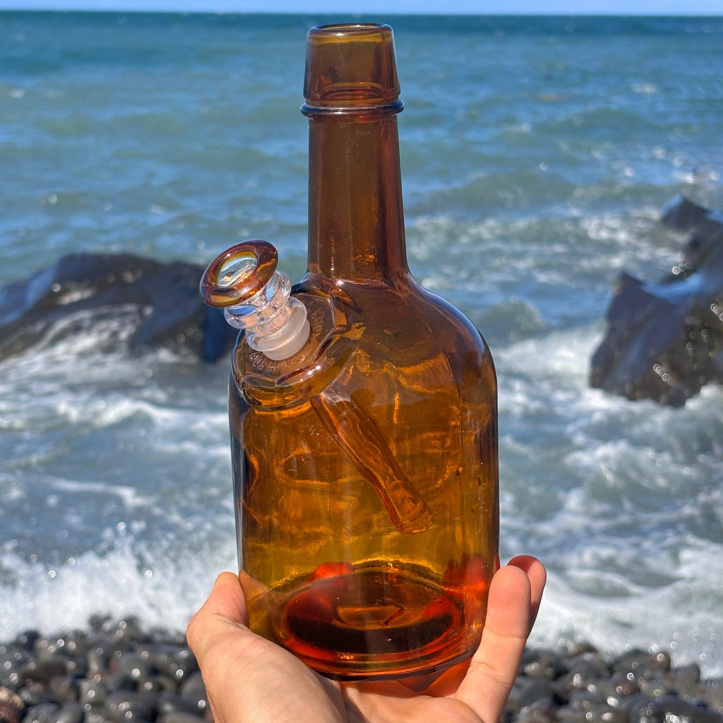 “Bartenders Bong” Vintage Upcycled Glass Bottle Bong