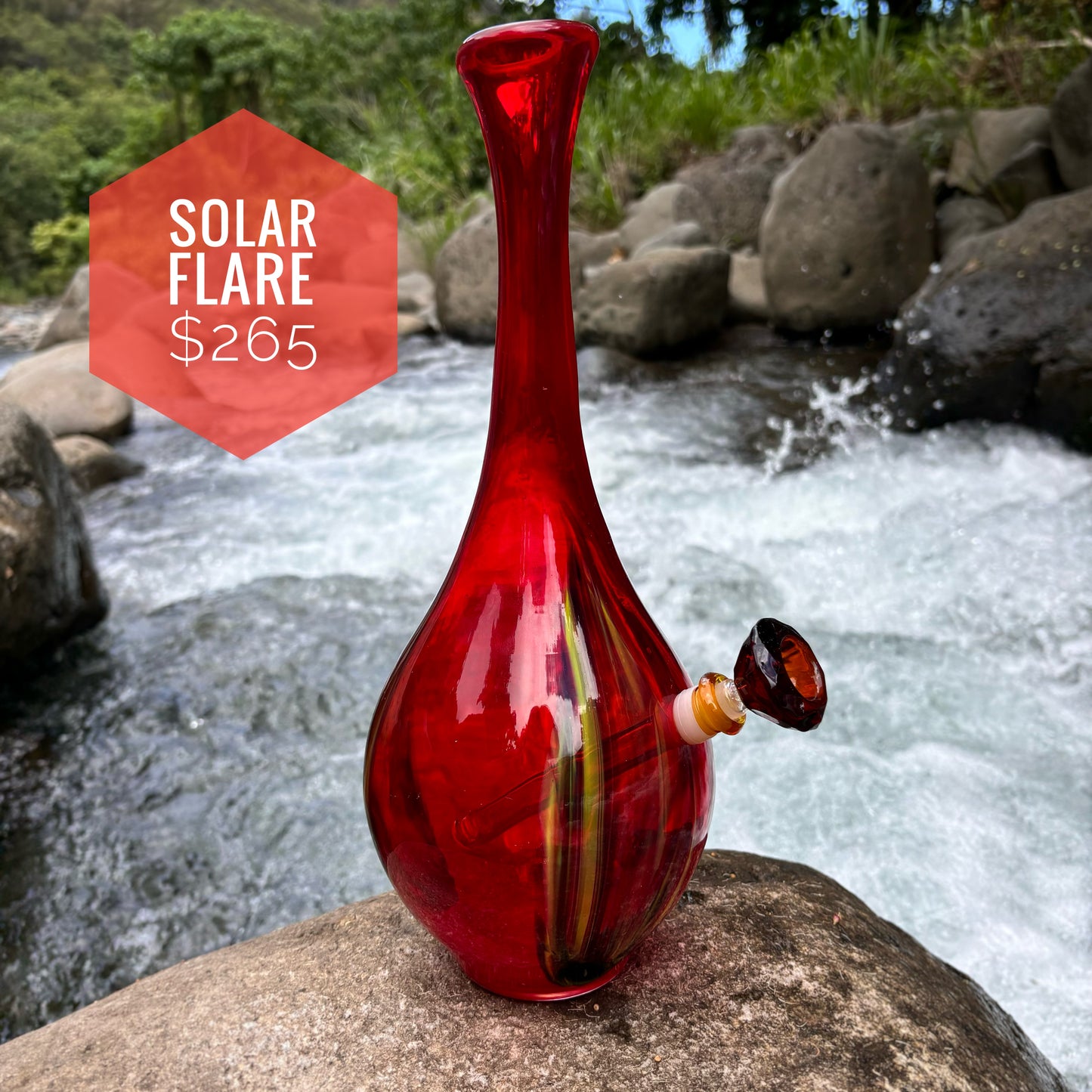 “Solar Flare” Vintage Upcycled Handblown Glass Vase Bong