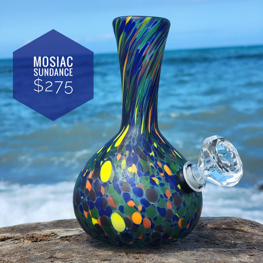 "Mosaic Sundance" Vintage Upcycled Handblown Mosaic Style Glass Vase Bong