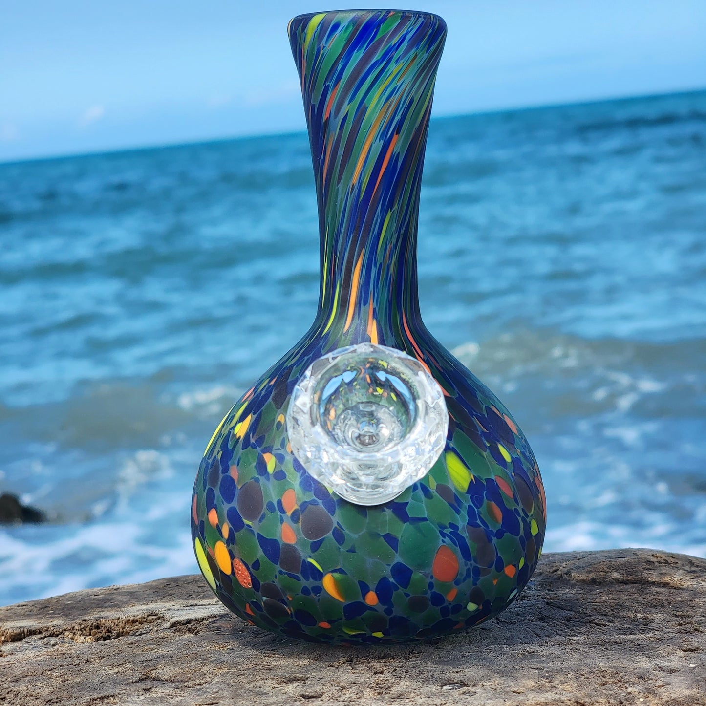 "Mosaic Sundance" Vintage Upcycled Handblown Mosaic Style Glass Vase Bong