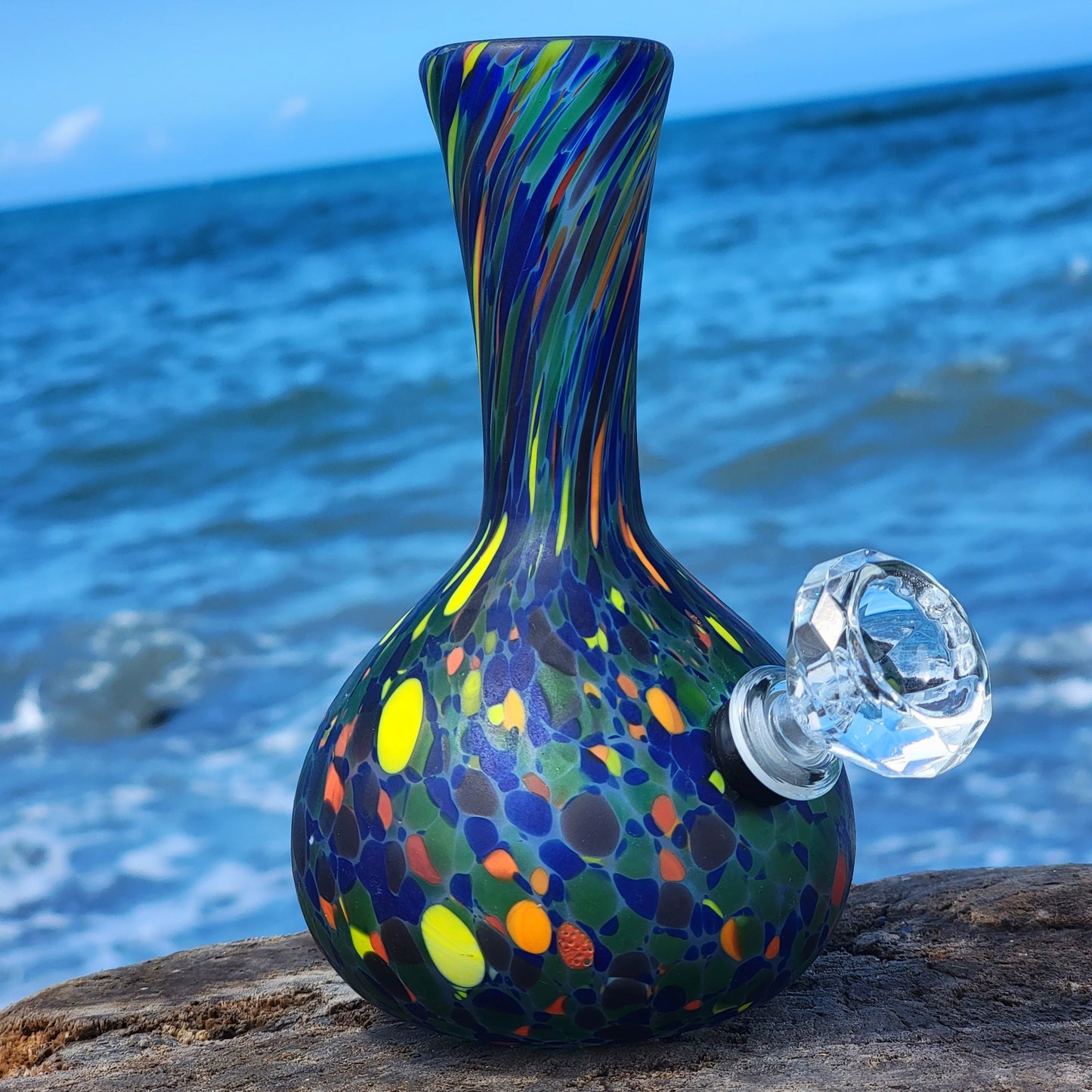 "Mosaic Sundance" Vintage Upcycled Handblown Mosaic Style Glass Vase Bong