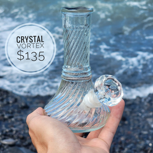 "Crystal Vortex" Vintage Glass Swirl Vase Bong