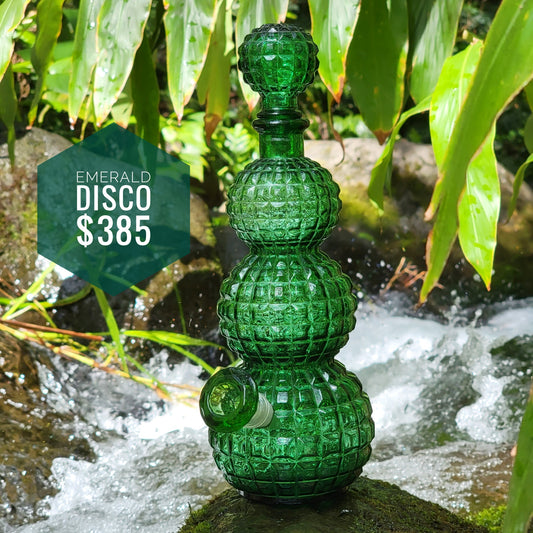 "Emerald Disco" Vintage Glass Decanter