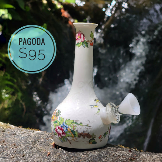 "Pagoda" Vintage China Ceramic Upcycled Bong