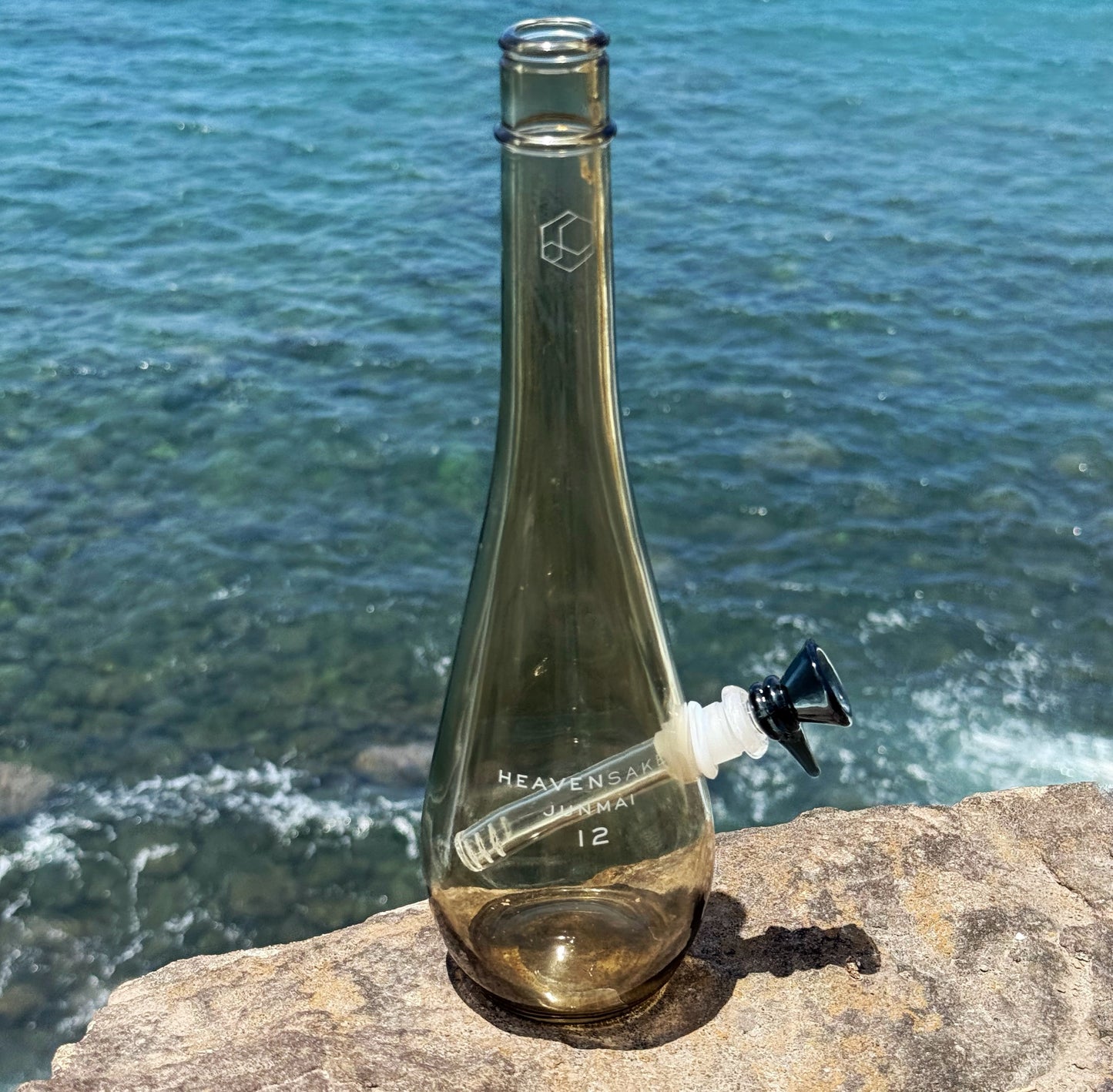 “Bottle Bong” Upcycled Smoky Glass Bottle Bong