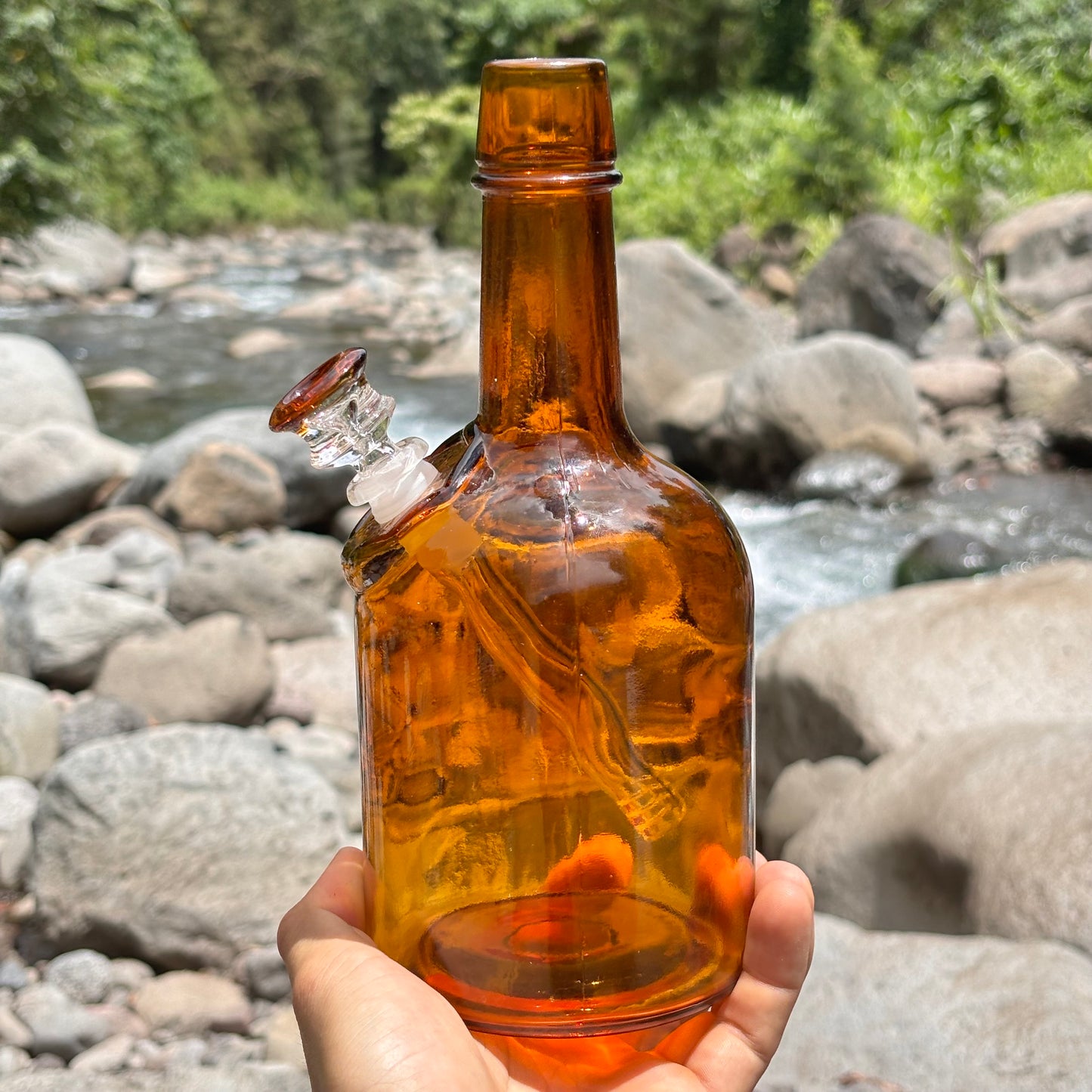 “Bartenders Bong” Vintage Upcycled Glass Bottle Bong