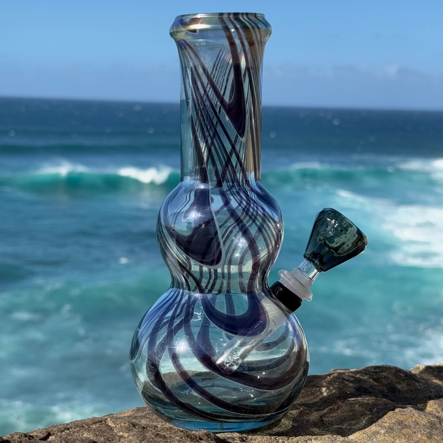 “Smoky Chalice” Vintage Upcycled Glass Vase Bong