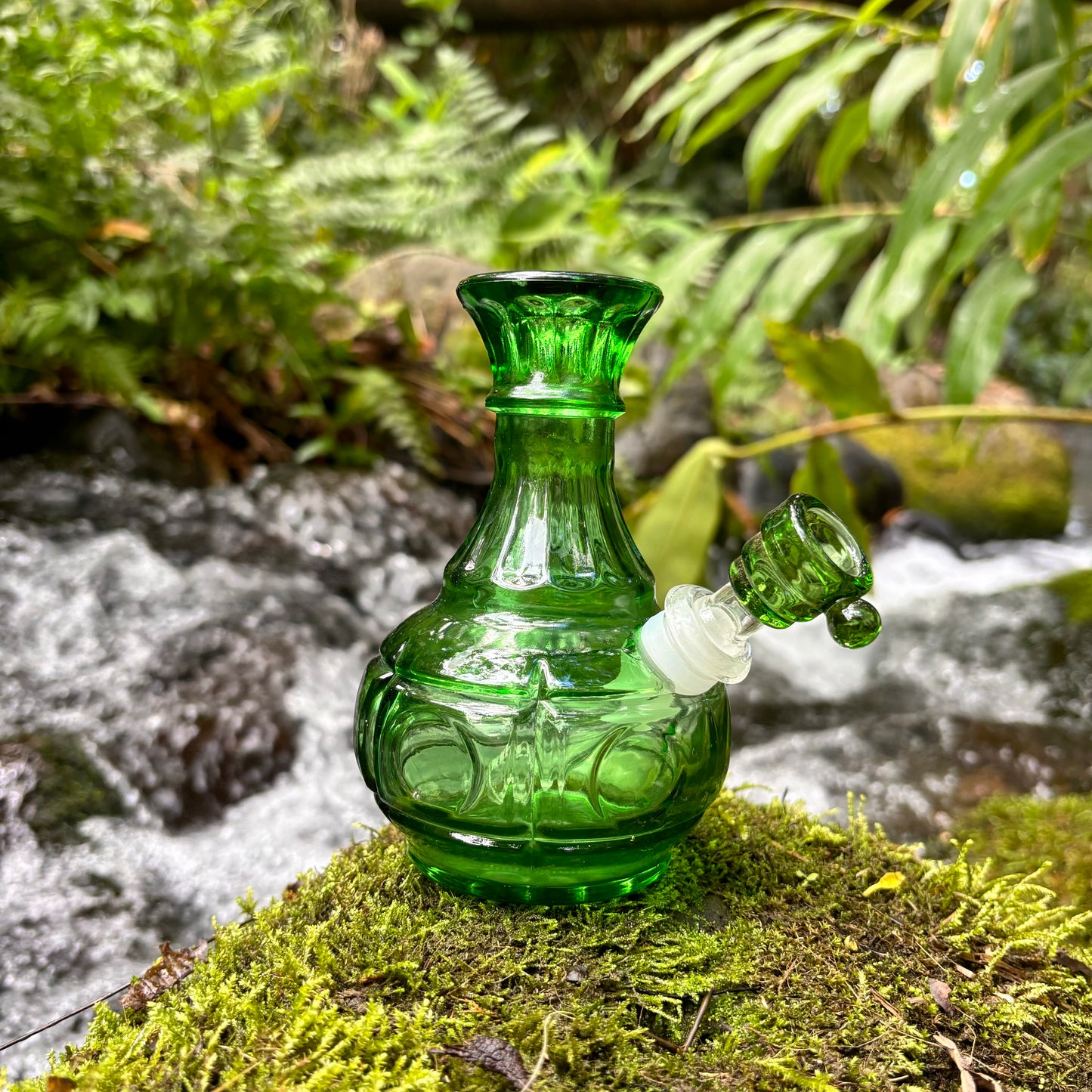“Green Goblin” Vintage Upcycled Glass Glass Bong