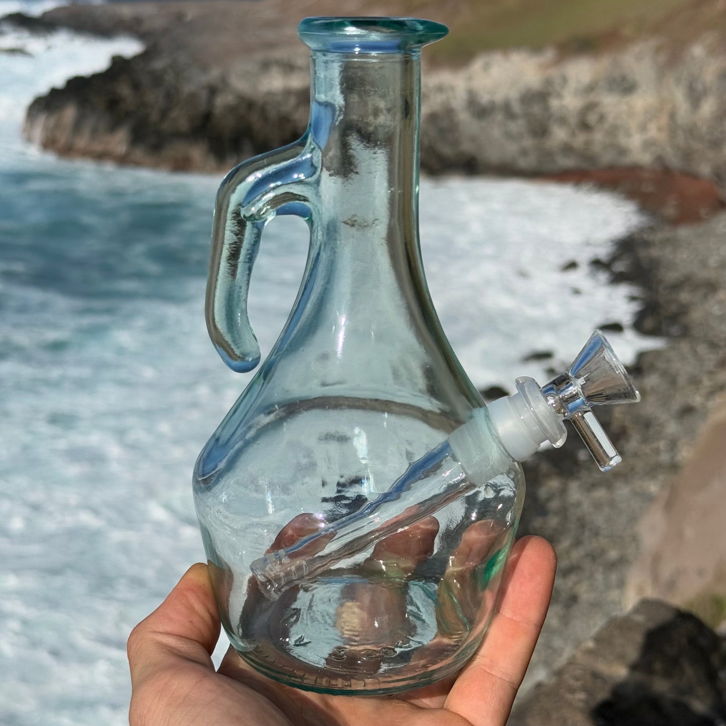 "Bottle Bong" Upcycled Glass Oil Bottle Bong