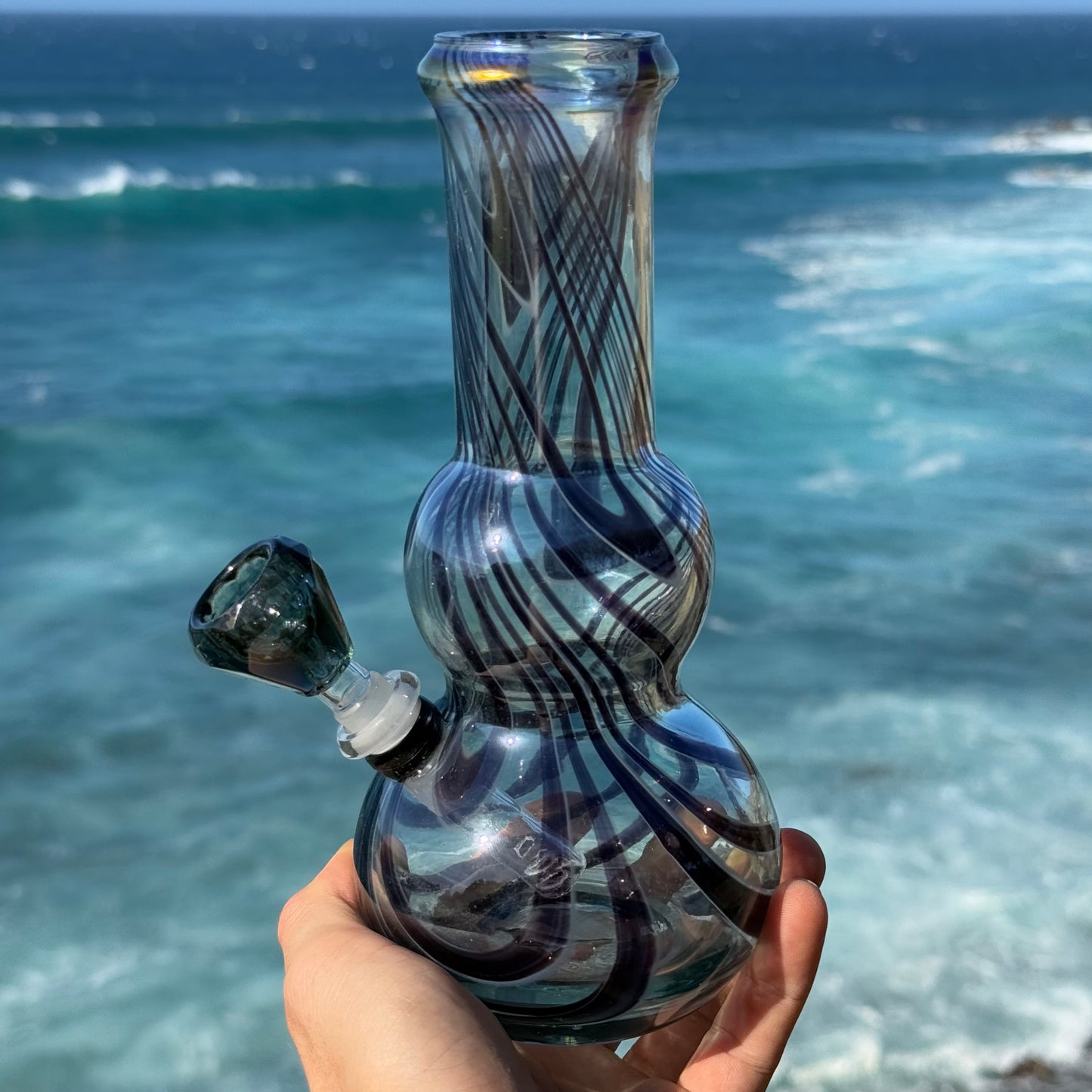 “Smoky Chalice” Vintage Upcycled Glass Vase Bong